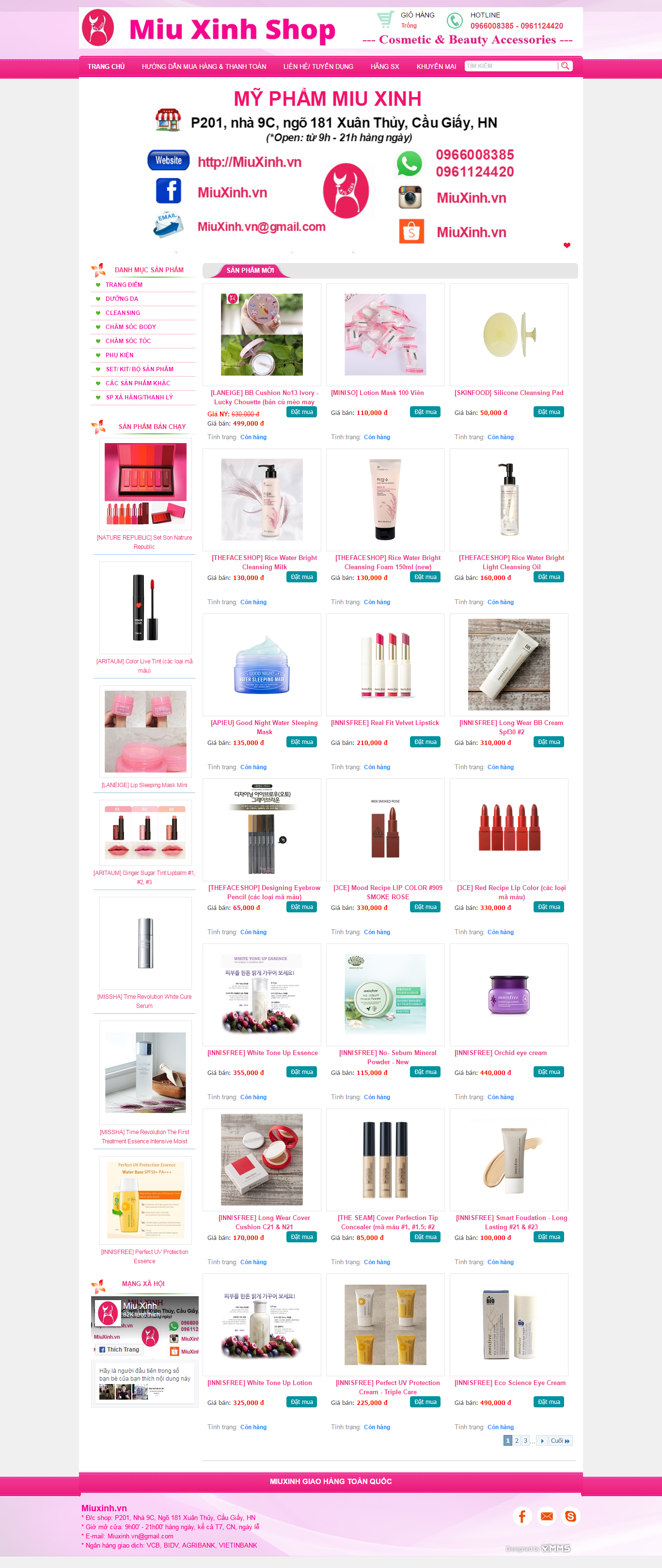 Thiết kế Web bán mỹ phẩm làm đẹp miuxinh.vn